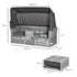 2-Seater Outdoor Rattan Daybed Sofa Footstool Coffee Table Set w/ Canopy, Cushion
