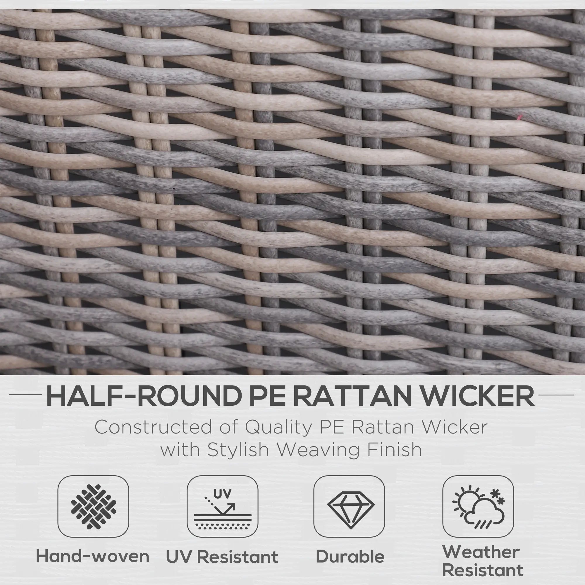 5 Piece Rattan Garden Furniture Set w/ 10cm Thick Cushions, Aluminium Frame Wicker Outdoor Balcony Sofa Set with Corner Armchairs, Ottomans, and Glass Top Table, Mixed Brown