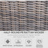 5 Piece Rattan Garden Furniture Set w/ 10cm Thick Cushions, Aluminium Frame Wicker Outdoor Balcony Sofa Set with Corner Armchairs, Ottomans, and Glass Top Table, Mixed Brown