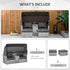 2-Seater Outdoor Rattan Daybed Sofa Footstool Coffee Table Set w/ Canopy, Cushion