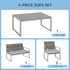 4PC Rattan Garden Furniture Set 2 Single Sofa Arm Chairs 1 Bench with Cushions & Coffee Table Patio Backyard Wicker Weave