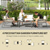 Four Piece Wicker Rope Garden Furniture Set with Glass Top Coffee Table - Grey