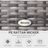5 Pieces Rattan Garden Furniture Set, 4 Seater Half-Round Garden Sofa Set with Thickened Cushions, Wicker Conservatory Furniture with 4 Chairs, Rattan Coffee Table and Pillows, Grey