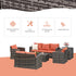 6 Pieces Rattan Garden Furniture Set, 7 Seater Wicker Outdoor Furniture Set with Storage Tea Table & Side Table, Sectional Garden Sofa Set with Cushions, Orange