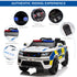 12V Kids Electric Ride On Police Car 2 Motors with Parental Remote Control Siren Flashing Lights USB Portable for 3-6 Years White