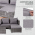 3PC Rattan Garden Furniture Storage Sofa Set 4 Seater Wicker Coffee Table Conservatory Sun Lounger Reclining Set Outdoor Weave with Cushion Grey