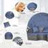 PE Rattan Lounge Set, 5 Pieces Patio Conversation Furniture Set, Garden Round Sofa Bed with Cushion and Retractable Canopy, Grey
