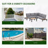 4 Pieces Aluminium Garden Furniture Set L Shape Sofa Set with Tables, Cushions for Indoor, Garden, Patio, Dark Grey