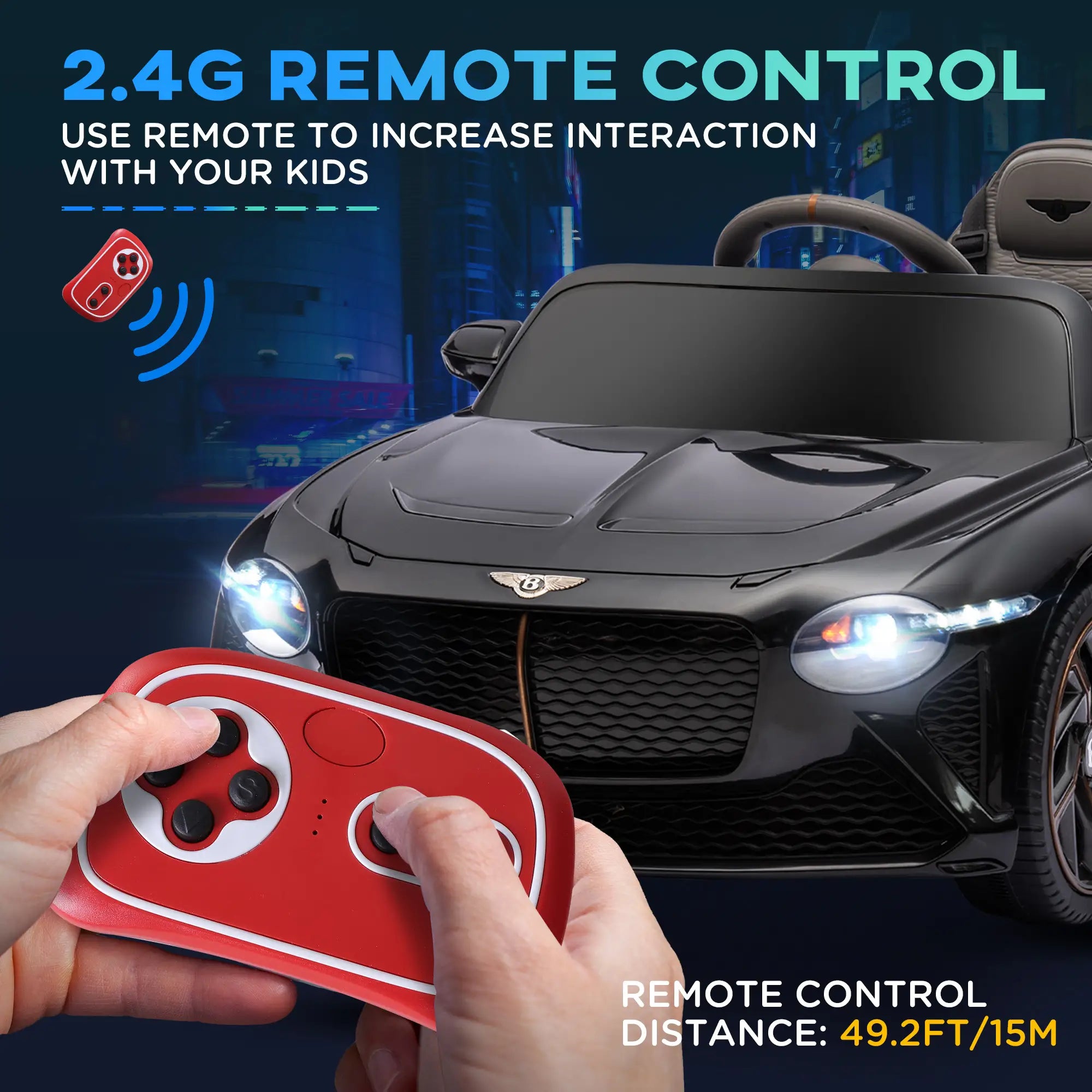 Bentley Bacalar Licensed 12V Kids Electric Car, with Remote Control, Black