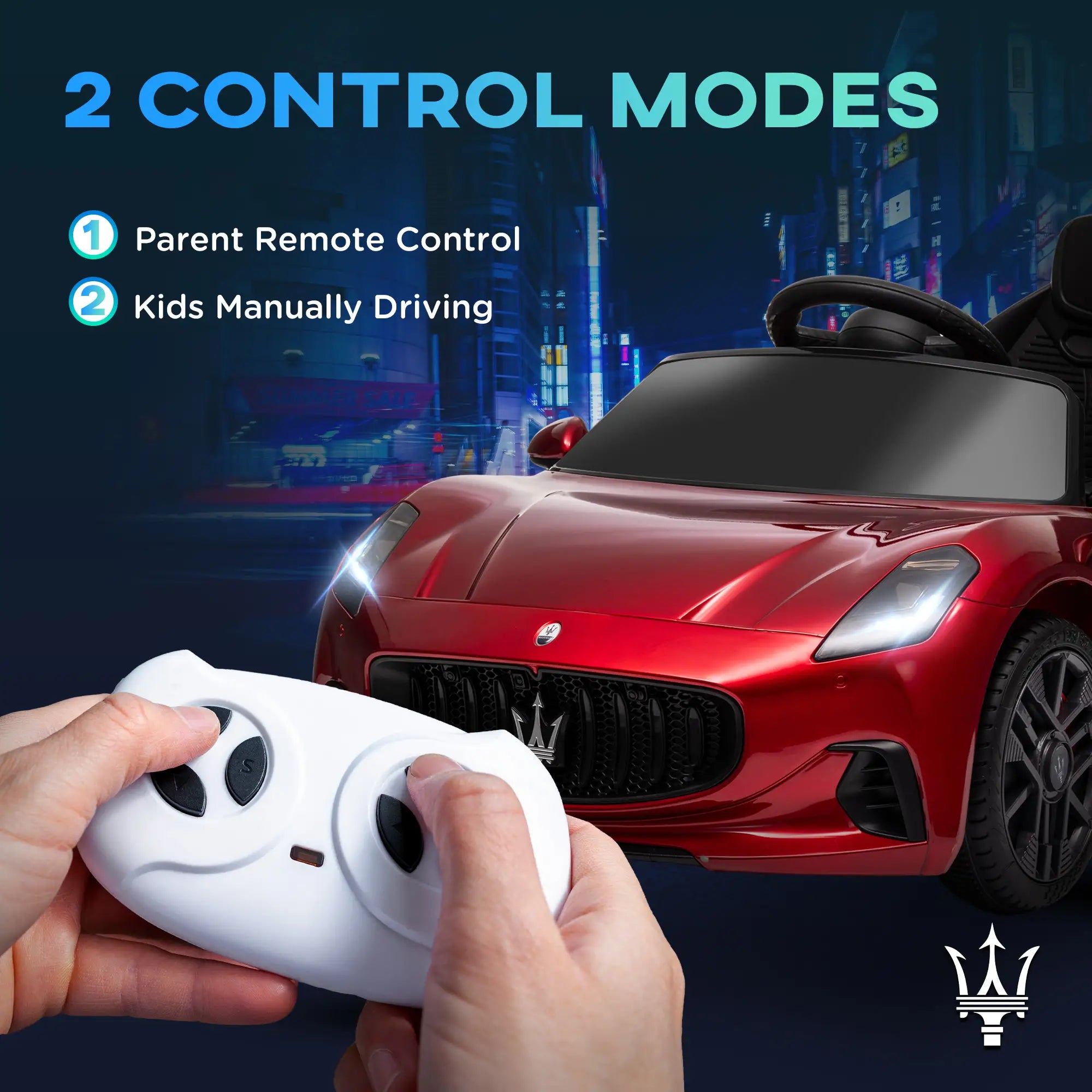 12V Maserati Gran Turismo Folgore Lincesed Kids Electric Car with Remote Control, Soft Start, Wine Red