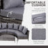 5 Pieces Rattan Garden Furniture Set, 4 Seater Half-Round Garden Sofa Set with Thickened Cushions, Wicker Conservatory Furniture with 4 Chairs, Rattan Coffee Table and Pillows, Grey