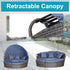 PE Rattan Lounge Set, 5 Pieces Patio Conversation Furniture Set, Garden Round Sofa Bed with Cushion and Retractable Canopy, Grey