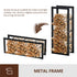 Metal Firewood Log Holder Tall Firewood Rack Indoor Outdoor Fireplace Wood Storage Shelf with Side Rails, Rust-Resistant, Black, 40W x 25D x 100H cm