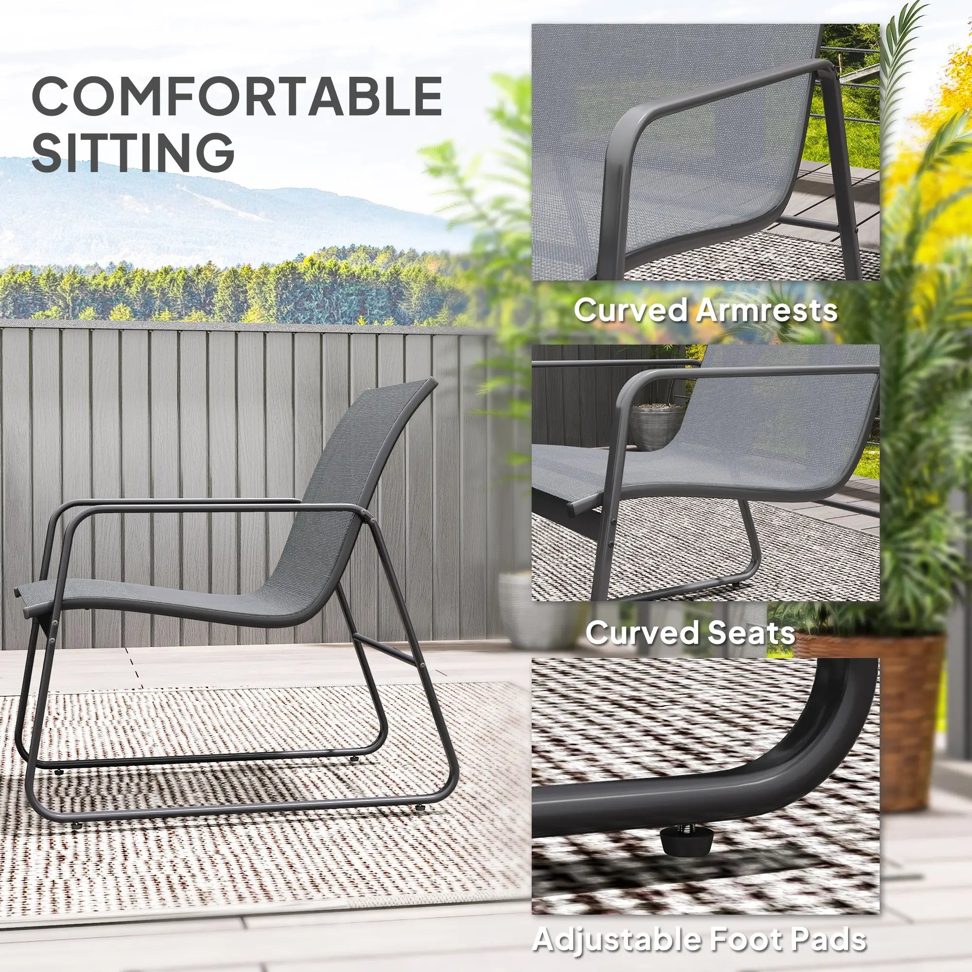 Four-Piece Minimalistic Garden Sofa Set - Light Grey