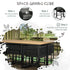 0 Seater Rattan Cube Garden Furniture Set, Rattan Dining Set with Cushions, Outdoor Dining Table and Chairs with 6 Armchairs, 4 Stools, Rectangular Wood Grain Plastic Top Table, Black