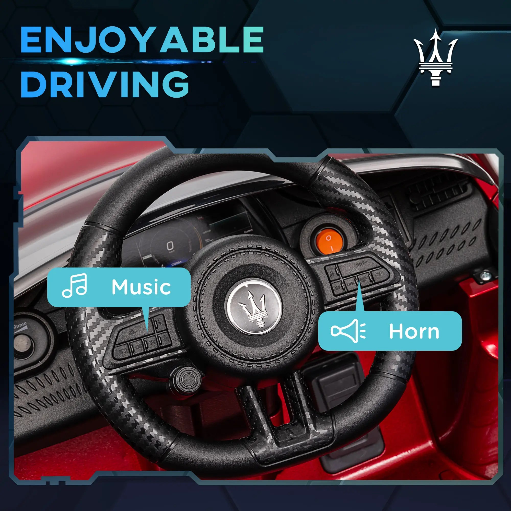 12V Maserati Gran Turismo Folgore Lincesed Kids Electric Car with Remote Control, Soft Start, Wine Red