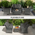 Four-Piece Rattan Sofa Set, with Glass-Top Table - Light Grey