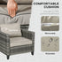 5-Piece Rattan Patio Furniture Set with Gas Fire Pit Table, Loveseat Sofa, Armchairs, Cushions, Pillows, Grey