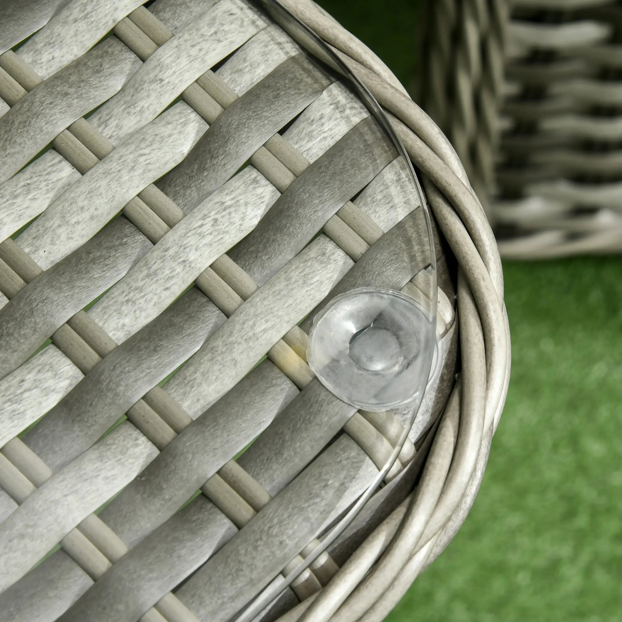 Four-Piece Rattan Set, with Glass-Top Table - Grey