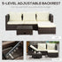 3 Pieces Rattan Garden Furniture Sofa Set, 4 Seater Garden Corner Sofa with 5-Level Reclining Sun Lounger and Storage Coffee Table, Outdoor Furniture Conservatory Set with Cushions, Brown