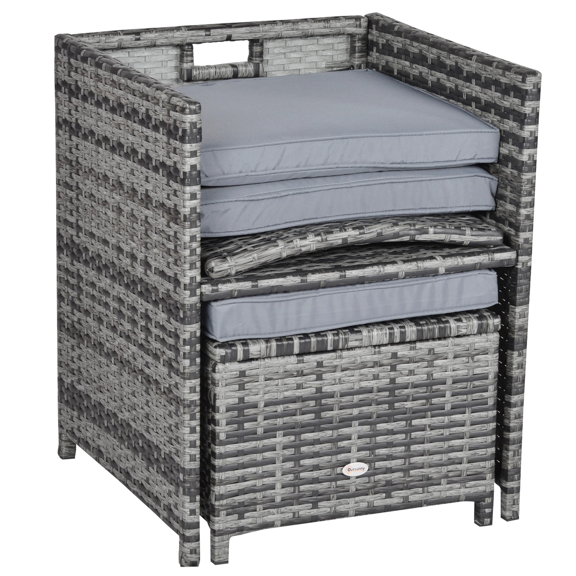 8-Seater Rattan Dining Set Garden Furniture Cushion Seat Woven Rattan Grey
