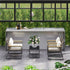 Four Piece Wicker Rope Garden Furniture Set with Glass Top Coffee Table - Grey