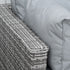 6 Pieces Outdoor PE Rattan Wicker Sofa Set with 10cm Thick Padded Cushionsand Half Round Patio Conversation Furniture Set with Angled Corner Designand Ottomansand and Back Pillows, Grey