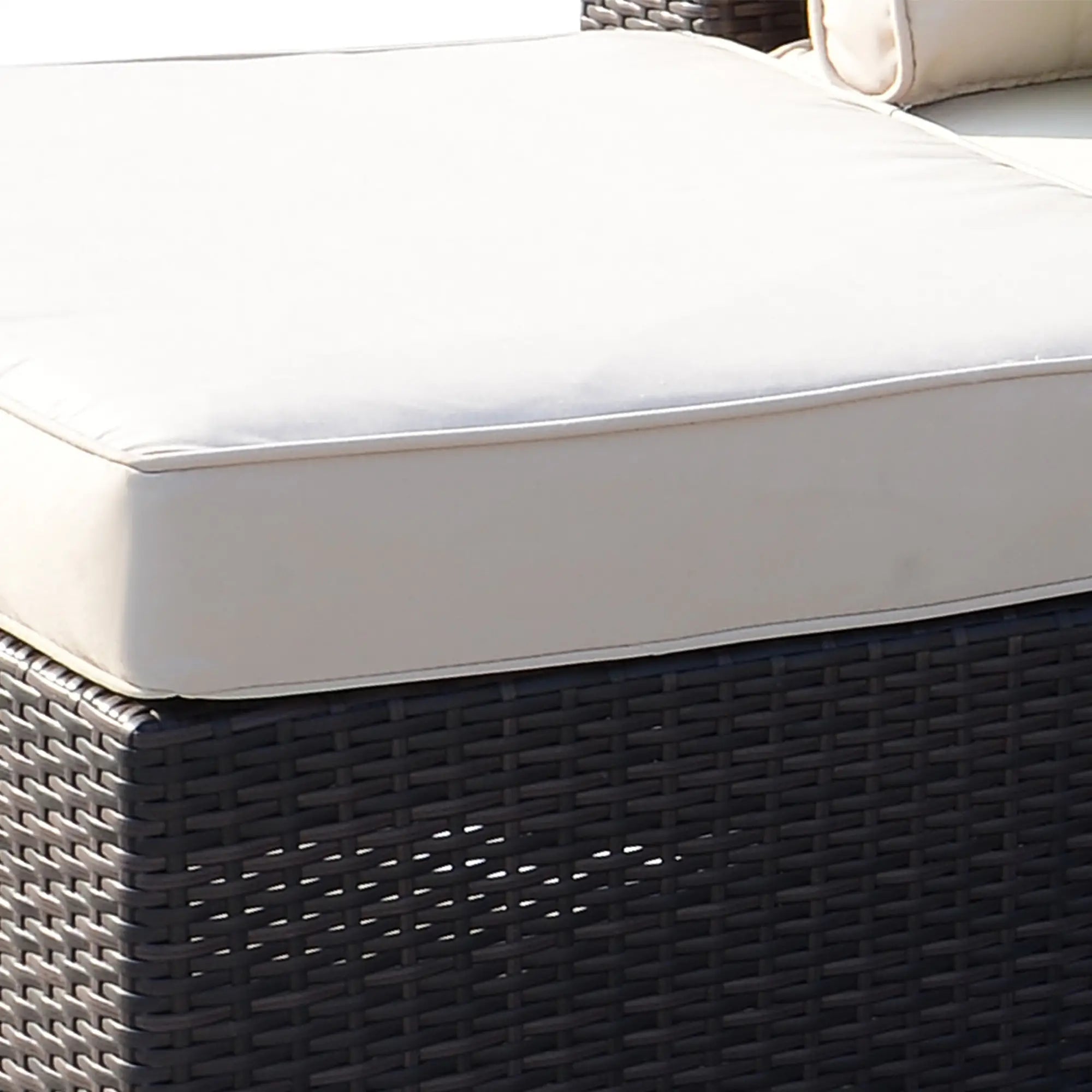 8 Pieces PE Rattan Corner Sofa Set with Thick Cushions, Aluminium Outdoor Rattan Garden Furniture Set with Glass Top Table, No Assembly Required, Mixed Brown