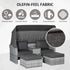 2-Seater Outdoor Rattan Daybed Sofa Footstool Coffee Table Set w/ Canopy, Cushion