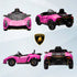 12V Lamborghini Autentica Licensed Kids Electric Car with Remote Control, 4 Suspension Wheels, Soft Start, Pink
