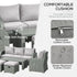 Six-piece Outdoor Rattan Dining Set, Outdoor Sofa Set with Reclining Armchairs and Mental Frame, Grey