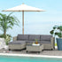 5-Piece Rattan Patio Furniture Set with Corner Sofa, Footstools, Coffee Table, for Poolside, Dark Grey