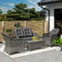 Four-Piece Rattan Sofa Set, with Glass-Top Table - Light Grey