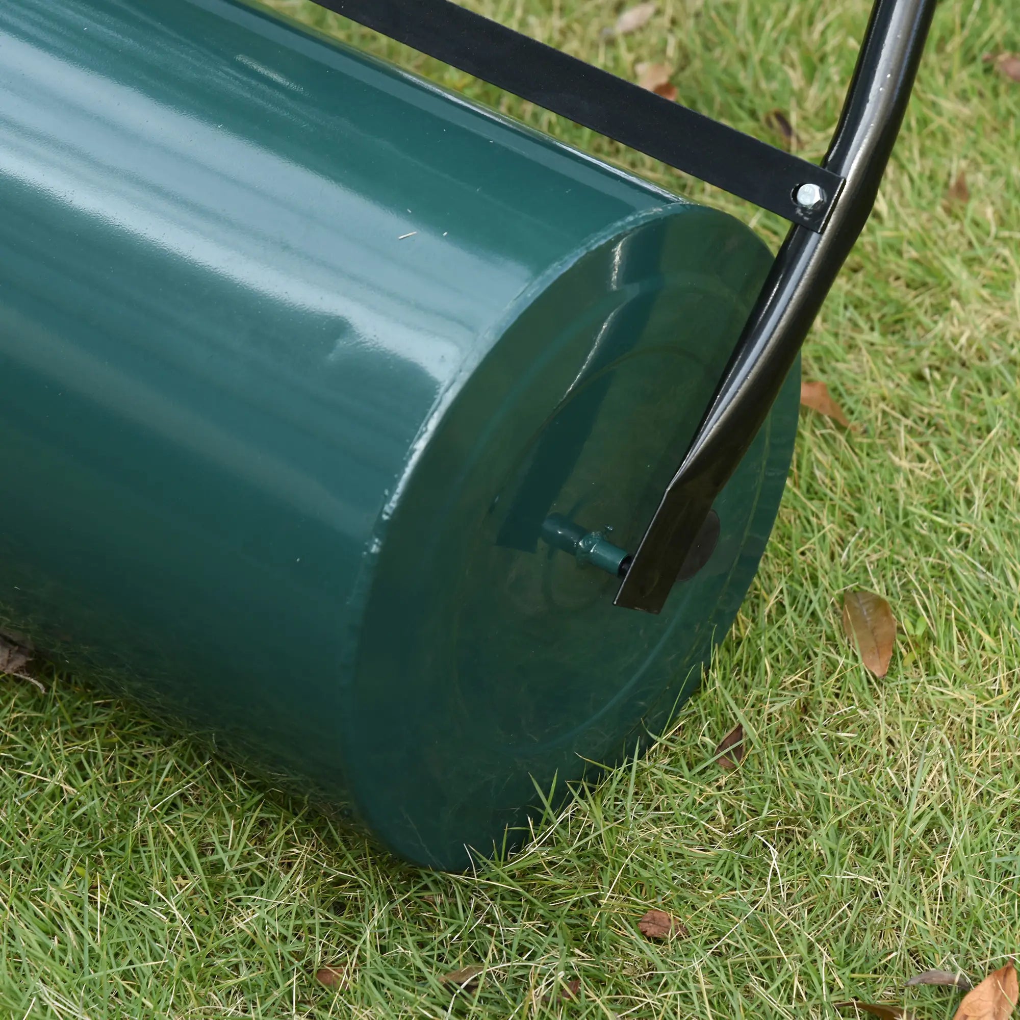 30 L Heavy Duty Water Or Sand Filled Φ30cm Garden Steel Lawn Roller Drum - Dark Green
