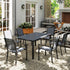 7 Piece Garden Dining Set, Outdoor Furniture Set with 6 Stackable Chairs and 150 cm Rectangle Table, WPC Slatted Top, Rust-Resistant Steel Frame, for Garden, Porch, Terrace