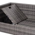 3PC Rattan Garden Furniture Storage Sofa Set 4 Seater Wicker Coffee Table Conservatory Sun Lounger Reclining Set Outdoor Weave with Cushion Grey