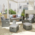 Six-piece Outdoor Rattan Dining Set, Outdoor Sofa Set with Reclining Armchairs and Mental Frame, Grey
