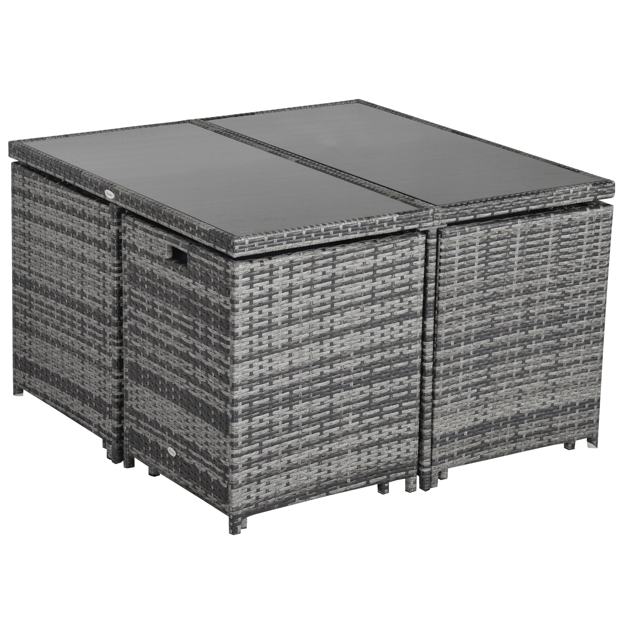 8-Seater Rattan Dining Set Garden Furniture Cushion Seat Woven Rattan Grey