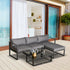 5 Pieces Outdoor Patio Furniture Set, Sofa Couch with Glass Coffee Table, Cushioned Chairs and Aluminum Tube, for Balcony Garden Backyard, Grey