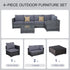 4 Pieces Rattan Garden Furniture Set, Wicker Outdoor Furniture Set with Corner Sofa Loveseat Coffee Table Cushions, Conservatory Furniture Set for Patio Balcony Poolside, Grey