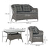 Four-Piece Rattan Set, with Glass-Top Table - Light Grey