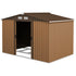 9 x 6ft Metal Garden Shed, Outdoor Storage Tool House with Ventilation Slots, Foundation Kit and Lockable Double Doors, Light Brown