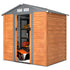6.5 x 5ft Metal Garden Shed, House Hut Gardening Tool Storage with Ventilations, Sliding Door, Sloped Roof for Garden, Patio, Brown