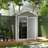 6 x 4ft Garden Shed, Plastic Shed with Floor, Window, Lockable Door and Vents, Wood Effect Resin Tool Shed for Outdoor, Grey