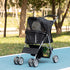 Pet Stroller for Small Miniature Dogs Cats Foldable Travel Carriage with Wheels Zipper Entry Cup Holder Storage Basket Black