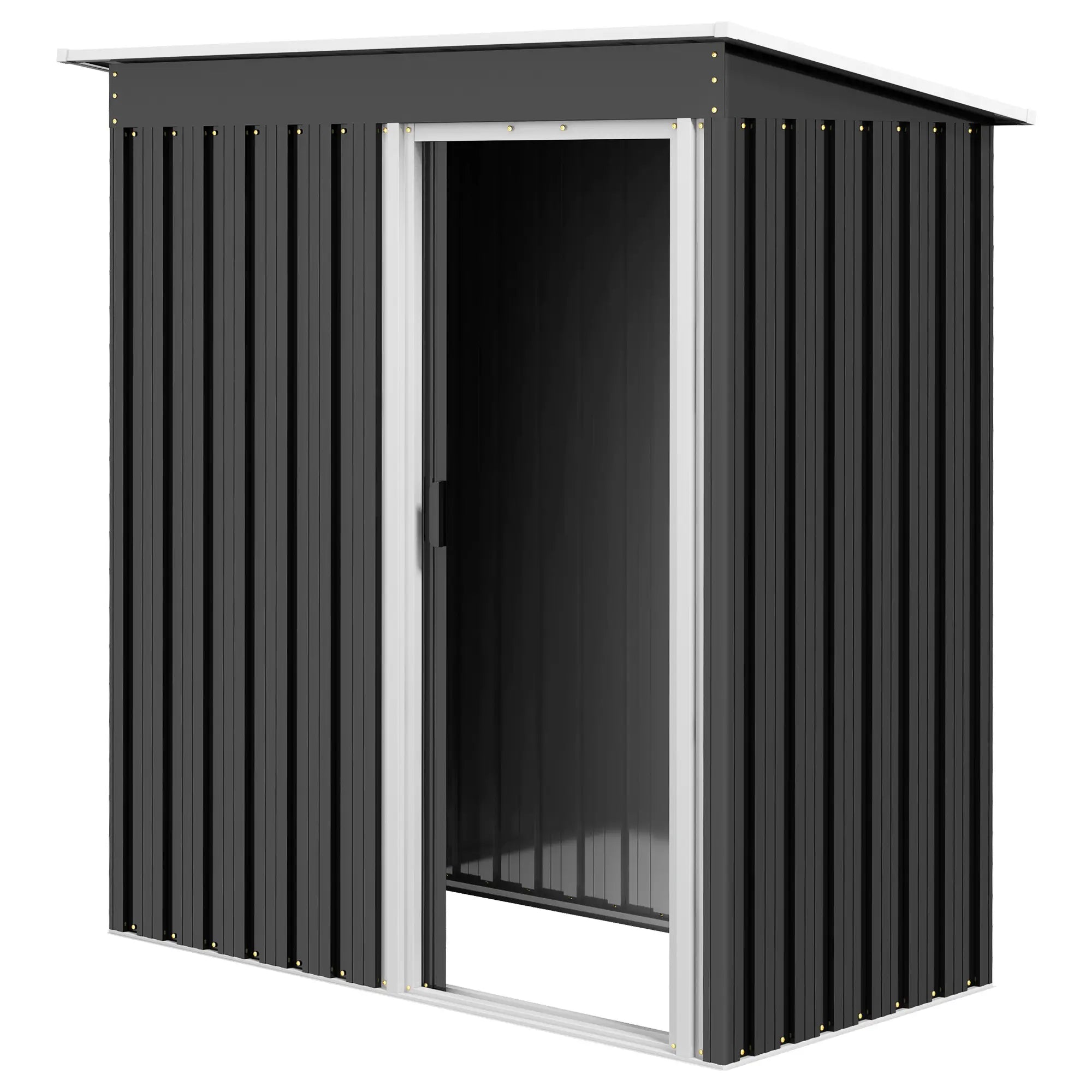 3ft Garden Storage Shed with Sliding Door and Sloped Roof Outdoor Equipment Tool, Black