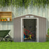 7ft x 4ft Lockable Garden Metal Storage Shed Storage Roofed Tool Metal Shed w/ Air Vents Steel Grey