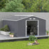 13 x 11ft Metal Garden Shed, Outdoor Storage Tool House with Ventilation Slots, Foundation Kit and Lockable Double Doors, Grey