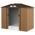 7 x 4ft Lockable Metal Garden Tool Storage Shed, Outdoor Storage Shed with Foundation and vents, Light Brown