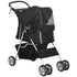 Pet Stroller for Small Miniature Dogs Cats Foldable Travel Carriage with Wheels Zipper Entry Cup Holder Storage Basket Black